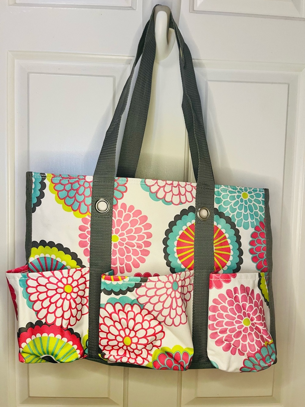 Thirty One Large Floral Zippered Organizing Tote Bag
